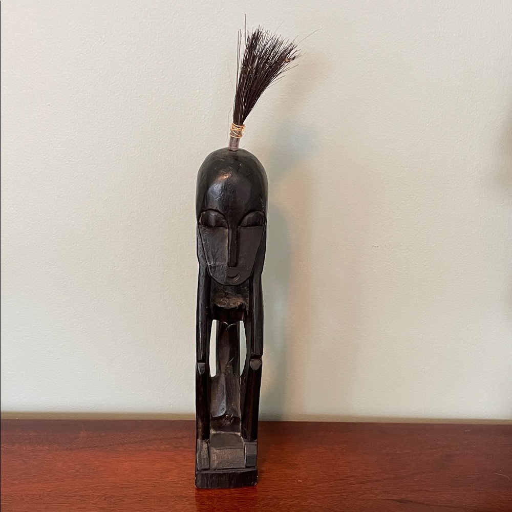 Artisan Ebony Sculpture with Natural Accents